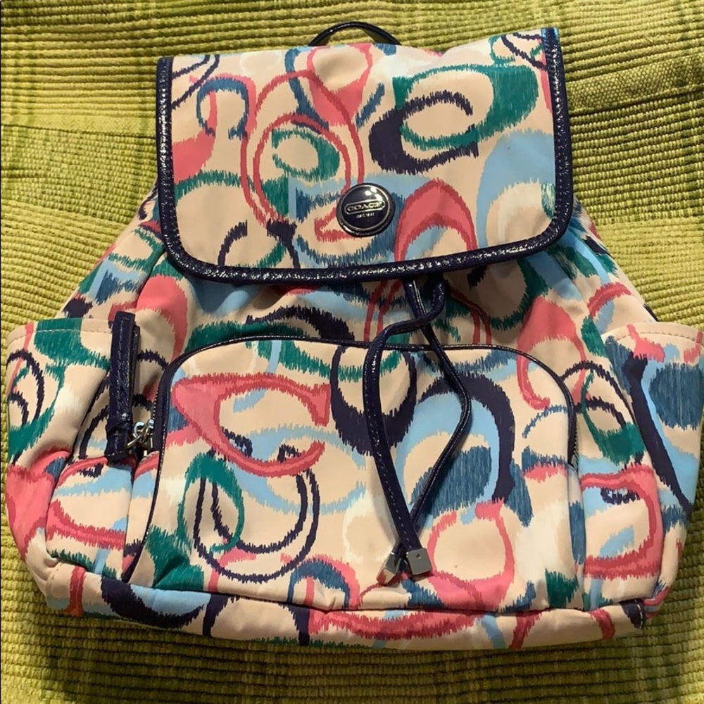 Used Coach mini backpack- multicolor